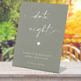 Chic Modern Sage Green Date Jar Ideeën Trouwbord Reclamebord Met Voetstuk