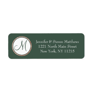 Chic Modern Sage Green Rose Gold Circle Monogram Etiket