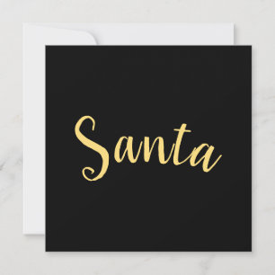 Chic Modern Santa Script Elegant Black Achtergrond Feestdagenkaart