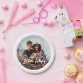 Chic modern schrift en foto minimalistische bruids papieren bordje (Feest)