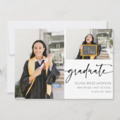 Chic modern Script 2 Foto Afstuderen Aankondiging (Voorkant)