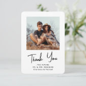 Chic Modern Script 2 Foto Bruidsfeest Dank Je Bedankkaart (Staand voorkant)