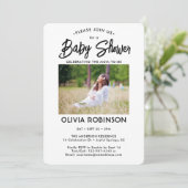 Chic Modern Script 2 Foto Minimal Baby shower Kaart (Staand voorkant)