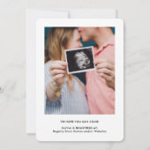 Chic Modern Script 2 Foto Minimal Baby shower Kaart (Achterkant)