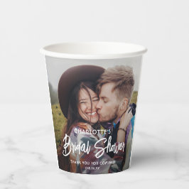 Chic Modern Script 2 Foto Minimal Bridal Shower Papieren Bekers