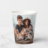 Chic Modern Script 2 Foto Minimal Bruidsdouche Papieren Bekers (Achterkant)