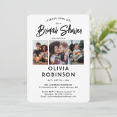 Chic Modern Script 4 Foto Minimal Bridal Shower Kaart (Staand voorkant)
