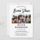 Chic Modern Script 4 Foto Minimal Bridal Shower Kaart (Voorkant)