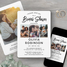 Chic Modern Script 4 Foto Minimal Bridal Shower