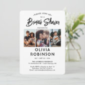 Chic Modern Script 4 Foto Minimal Vrijgezellenfees Kaart (Staand voorkant)