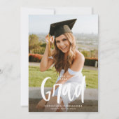 Chic Modern Script Afstudeerder Photo Afstuderen Aankondiging (Voorkant)