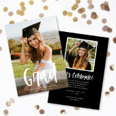 Chic Modern Script Afstudeerder Photo Afstuderen Aankondiging
