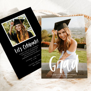 Chic Modern Script Afstudeerder Photo Afstuderen Aankondiging
