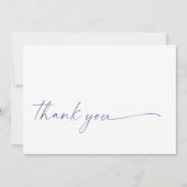 Chic + modern script bedankt platte kaart | Blauw (Voorkant)