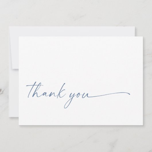 Chic + modern script bedankt platte kaart | Blauw (Voorkant)