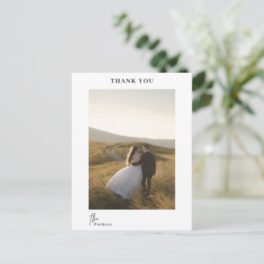 Chic Modern Script Bedankt voor je huwelijk Briefkaart (Staand voorkant)