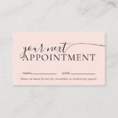 Chic Modern Script Blush roze Afsprakenkaartje (Voorkant)