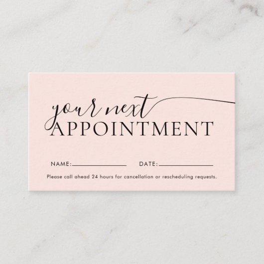 Chic Modern Script Blush roze Afsprakenkaartje (Voorkant)