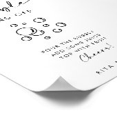 Chic Modern Script Bubbly Bar Trouwbord Poster (Hoek)