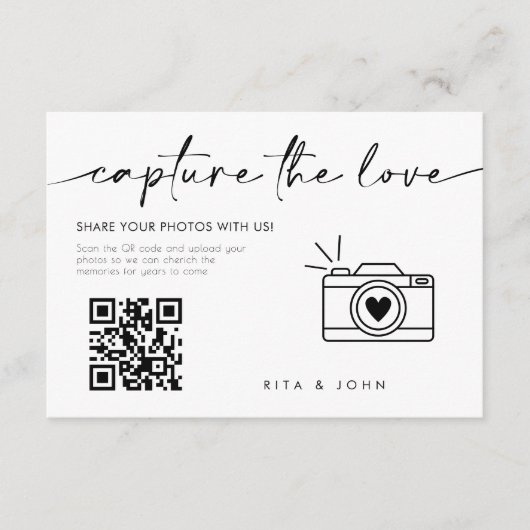 Chic Modern Script Capture The Love QR-code Informatiekaartje (Voorkant)