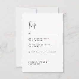 Chic Modern Script Font Wedding RSVP Kaart
