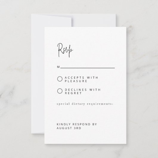 Chic Modern Script Font Wedding RSVP Kaart (Voorkant)