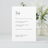 Chic Modern Script Font Wedding RSVP Kaart (Staand voorkant)