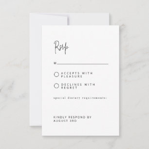 Chic Modern Script Font Wedding RSVP Kaart