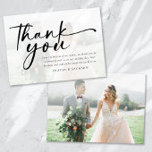 Chic modern script foto bruiloft bedankkaart
