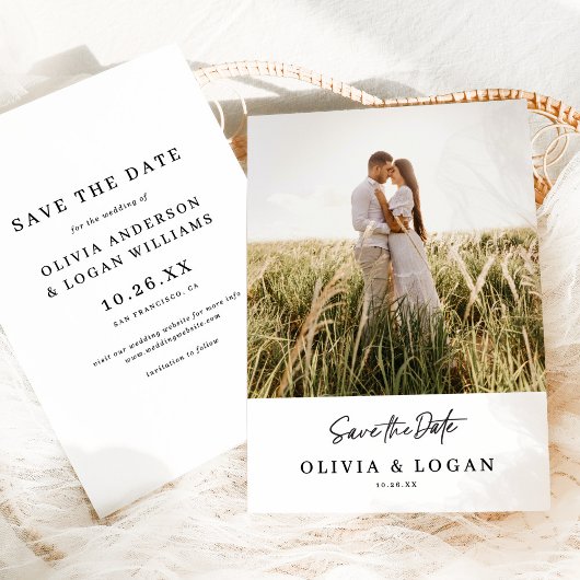Chic Modern Script Foto Huwelijk Save The Date