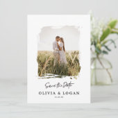 Chic Modern Script Foto Huwelijk Save The Date (Staand voorkant)