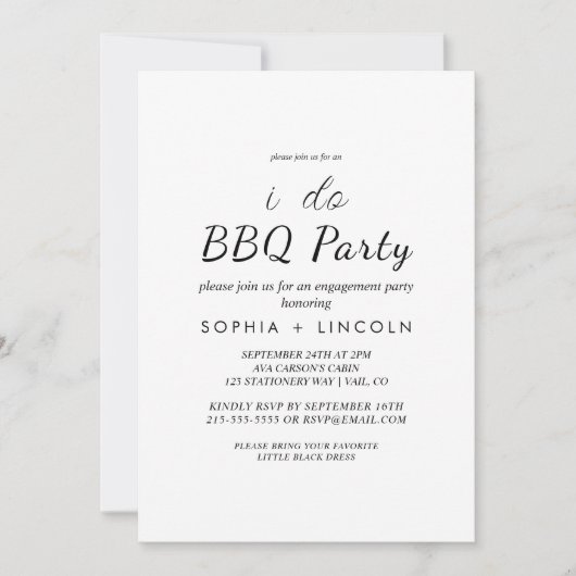 Chic Modern Script "Ik doe BBQ" Engagement Party Kaart (Voorkant)