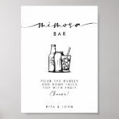 Chic Modern Script Mimosa Bar Trouwbord Poster (Voorkant)