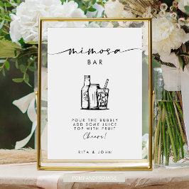 Chic Modern Script Mimosa Bar Trouwbord Poster