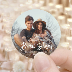 Chic Modern Script & Photo Vrijgezellenfeest Dank  Ronde Sticker