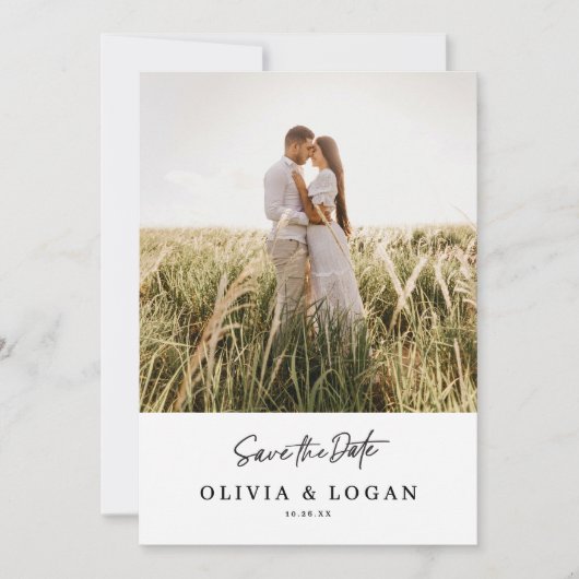 Chic Modern Script Photo Wedding Save The Date (Voorkant)