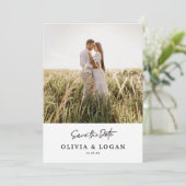 Chic Modern Script Photo Wedding Save The Date (Staand voorkant)