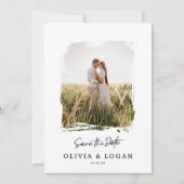 Chic Modern Script Photo Wedding Save The Date (Voorkant)