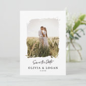 Chic Modern Script Photo Wedding Save The Date (Staand voorkant)