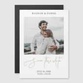 Chic Modern Script Photo Wedding Save the Date Magnetische Uitnodiging (Voorkant / Achterkant)