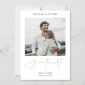 Chic Modern Script Photo Wedding Save the Date Magnetische Uitnodiging (Voorkant)