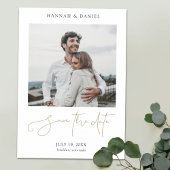 Chic Modern Script Photo Wedding Save the Date Magnetische Uitnodiging
