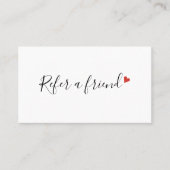 Chic Modern Script Red Love Heart Aanbevelingskaartje (Voorkant)