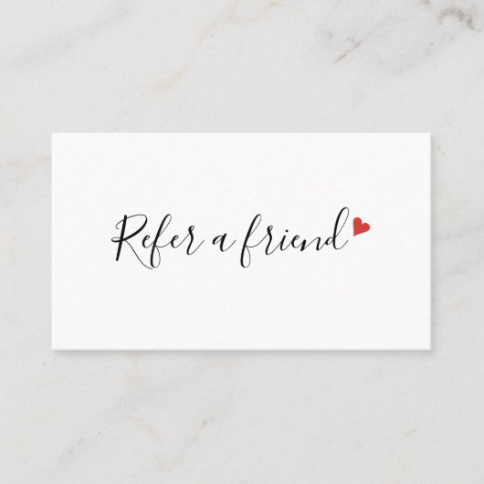 Chic Modern Script Red Love Heart Aanbevelingskaartje (Voorkant)