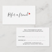 Chic Modern Script Rode Liefdeshart Aanbevelingskaartje (Voorkant / Achterkant)