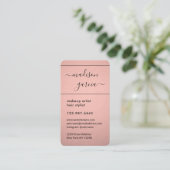 Chic Modern Script Roos Gold Faux Folie Verticaal Afsprakenkaartje (Staand voorkant)