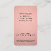 Chic Modern Script Roos Gold Faux Folie Verticaal Afsprakenkaartje (Achterkant)