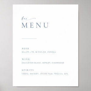 Chic + Modern Script Trouwbar Menu Bord   Blauw Poster