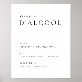 Chic Modern Script Trouwbar Menu Bord | Frans Poster