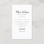 Chic Modern Script Typography Simple Photografe Visitekaartje (Achterkant)